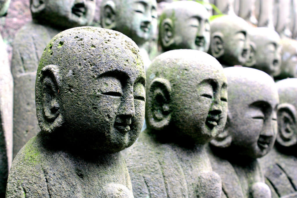 Jizo bodhisattva statues at Hasedera Temple in Kamakura, Japan