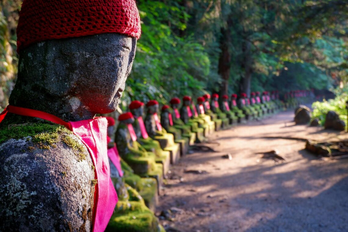 Jizo statues Kanmangafuchi abyss Nikko Japan