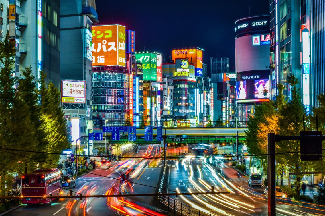 Neon timelapse Shinjuku Tokyo Japan