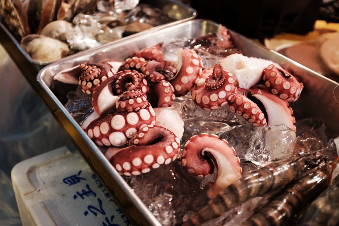 Tako octopus Tsukiji Market Tokyo Japan