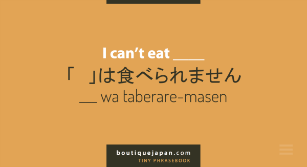 Boutique Japan Tiny Phrasebook with translations for travelers with dietary restrictions