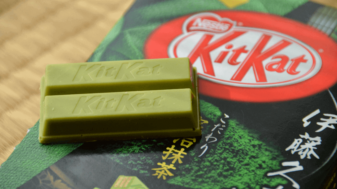 A block of Japanese green tea flavored Kit Kat