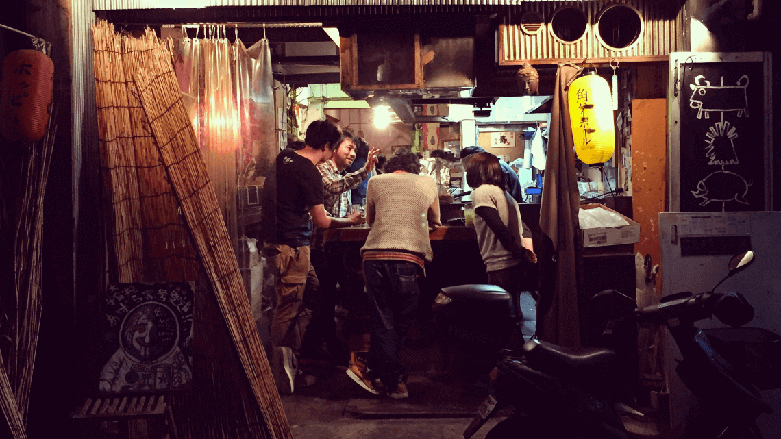A tachinomiya (stand-up bar) in Shibuya, Tokyo, Japan