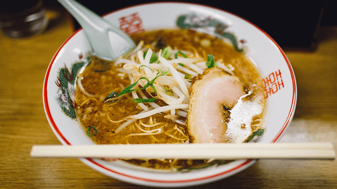 Japanese pork ramen with bean sprouts