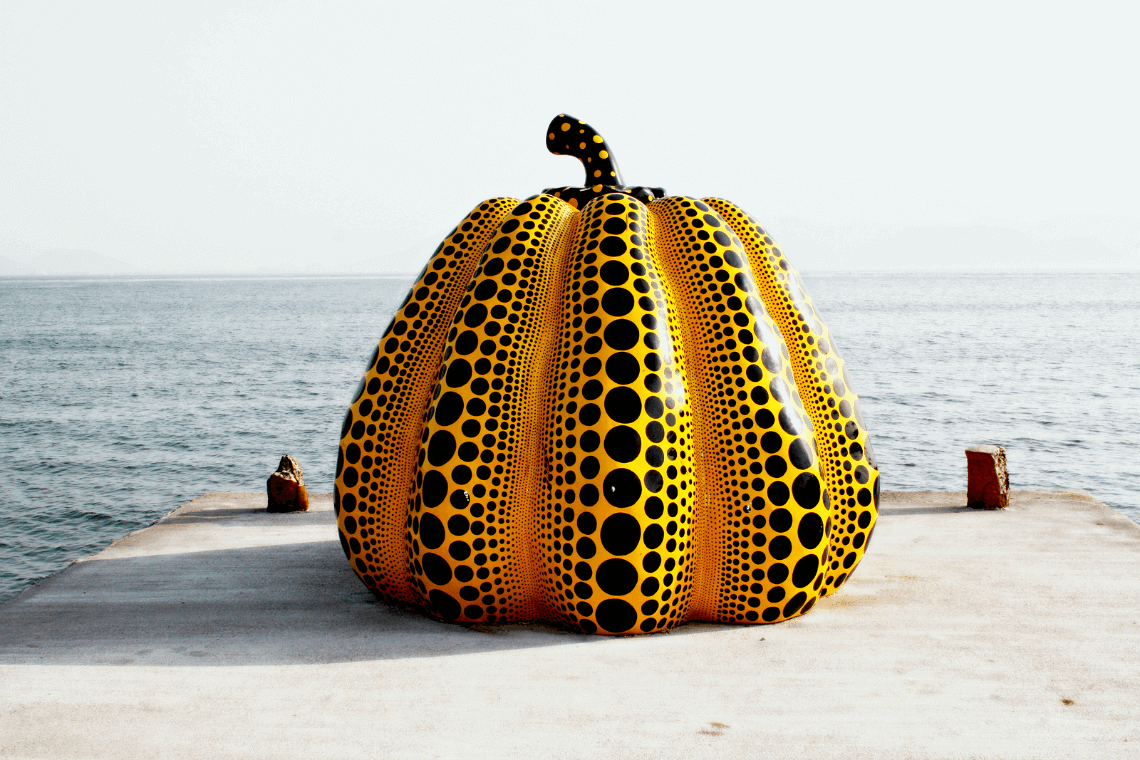 Western Japan Naoshima Island Art Yayoi Kusama Pumpkin Sculpture bigstock